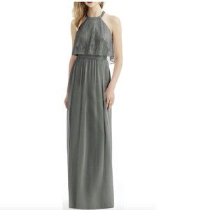 Formal full-length chiffon dress with lace NWOT